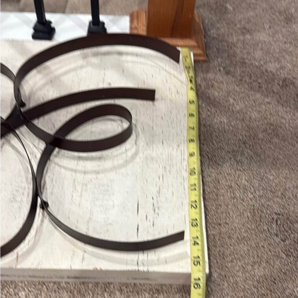 Wall Art - white washed wood & brown metal - Picture 4 of 4